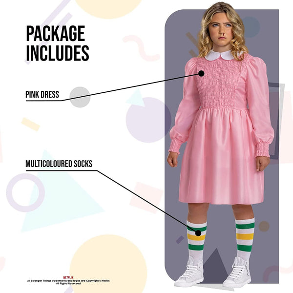 Stranger Things Tween Classic Pink Dress Eleven Costume Magical