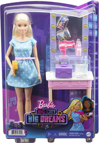 Barbie: Big City, Big Dreams “Malibu” Barbie Doll (11.5-in, Blonde) and Backstage Dressing Room Playset with Accessories, Gift for 3 to 7 Year Olds , White