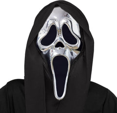 FunWorld Officially Licensed Ghost Face Chrome Plated Mask Costume Accessory, Chrome, One Size Fits Most Adults, Standard