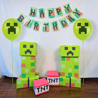 Multicolor Latex Minecraft Balloons (12") 8 Count - Vibrant & Durable Material, Perfect for Gamers' Epic Party Celebrations