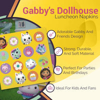 Unique Yellow Paper Luncheon Napkins (Pack of 16) - Adorable Gabby's Dollhouse Design, Perfect for Themed Birthday Parties, Celebrations, & Special Occasions