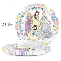 Paper Dinner Plates with Disney Princess Designs, 9" Round, 8 Count for Parties