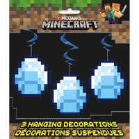 Multicolor Minecraft Hanging Swirl Decorations (26") 3 Count - Exciting & Vibrant Party Decor, Perfect for Themed Birthday Parties & Gaming Events