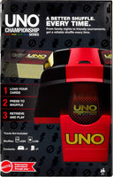 Mattel Games UNO Championship Series Card Shuffler for UNO Cards and Compatible with Standard Decks, Push-Button, Shuffles up to 224 Cards