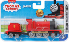 Thomas & Friends by Fisher-Price, Large Push-Along Die-Cast James Engine & Cargo Car from The Classic & All Engines Go Series