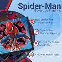 Unique Spider-Man Beverage Paper Napkins | 5' x 5' | 16 Pcs