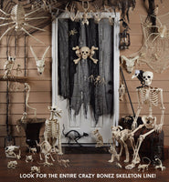 Crazy Bonez Small Skeleton Monkey – Realistic Mini Poseable Skeleton Animal for Halloween Décor | Durable Indoor/Outdoor Decoration | Funny Spooky Monkey Skeleton Figurine