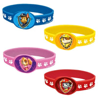 Paw Patrol Stretchy Bracelets 4 Pack – Assorted Color Kids Party Favor Wristbands for Birthdays and Themed Events