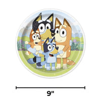 Bluey Dinner Plates – 9 Inch Round Paper Party Plates, Pack of 8, Colorful Bluey Themed Tableware for Kids Birthday Parties and Celebrations
