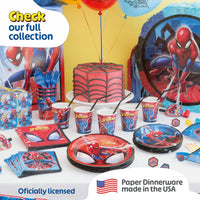 Unique Marvel Spider-Man Birthday Party Supplies for 16 Guests – 68 Piece Kit | Plates, Napkins, Table Cover, Banner, Swirls & Sticker | Officially Licensed