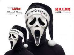 Fun World Creepy Christmas Ghost Face Horror Santa Mask with Hood & Hat