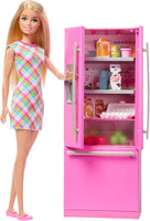 Barbie Doll & Kitchen Playset with Refrigerator & 10 Accessories Including Food Pieces, Plus Sticker Sheet