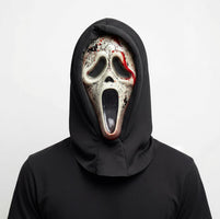 Fun World Aged Ghost Face Adult Bleeding Mask, One Size Fits Most, Black