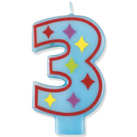 Number 3 Blue Diamond Birthday Candle – 3.5 Inch Decorative Cake Topper Candle for Kids Birthday Parties and Anniversary Celebrations