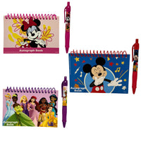 Disney Autograph Books and Pen Set- Mickey, Minnie and Princess Books with Matching Pens