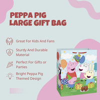 Peppa Pig Large Plastic Gift Bag – Reusable Party Favor Bag for Kids Birthday and Themed Celebrations