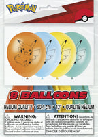 Pokemon 12 Inch Latex Balloons - Pikachu & Character Party Decorations (Pack of 8)