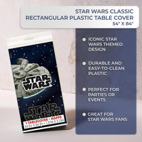Star Wars Classic Plastic Table Cover – 54 x 84 Inch Rectangular Multicolor Party Tablecloth for Star Wars Themed Birthday Parties and Galactic Celebrations