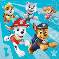 Unique Industries Paw Patrol Multicolor 2-Ply Beverage Napkins, Pack of 16, 5x5 Inch Folded, Chase Marshall Skye Rubble Everest Kids Birthday Party Supplies