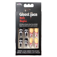 Fun World Ghost Face® Press-On Nails with Blood Drip Design — 24pc Horror Halloween Nail Kit