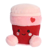 Aurora Palm Pals Parker Heart Coffee Stuffed Animal 5 Inch – Cute Pink Collectible Plush Toy for Kids, Décor and Gifts