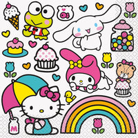 Multicolor Hello Kitty & Friends Luncheon Napkins - 16 Count, Perfect for Birthdays, Theme Parties, and Everyday Use