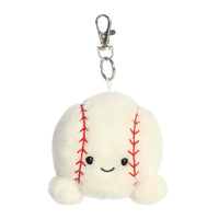 Aurora Palm Pals Slugger Baseball Clip-On Plush — Soft Collectible Stuffed Animal Bag Charm for Backpacks, Keychains & Accessories — White, 4 Inches