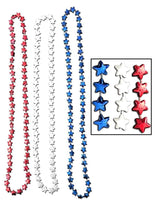 Patriotic Red White and Blue Star Necklaces,12 Pack, Bead Necklaces for Patriotic, Independence Day, Fourth of July Party, Parade, Decorations or Favors