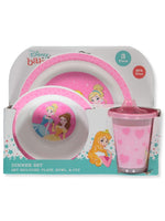 Disney Princess 3pc Kids Dinnerware Set – BPA-Free Melamine Plate, Bowl & Cup – Aurora, Belle & Cinderella – Durable Toddler Tableware Ages 3+