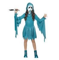 Fun World Ghost Face Girls Glitter Halloween Costume, Pastel Teal