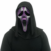 Fun World Ghost Face Jester Bling Mask – Rhinestone-Covered Face with Sparkling Lurex Shroud – Adult Size – Officially Licensed Halloween Costume Accessory