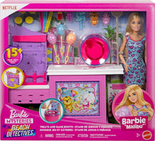 Barbie Mysteries Beach Detectives Malibu Doll Playset with Game Booth, Cotton Candy Stand & 20+ Accessories, Ages 3+