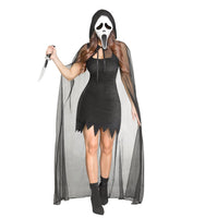 Fun World Ghost Face Adult 30th Anniversary Halloween Costume, Medium 8-10, Black