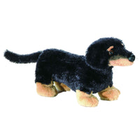 Aurora World Mini Flopsie Vienna Dachshund Stuffed Animal – Soft Polyester Plush with Bean Pellets, Black and Tan, 9 Inches, Ages 3 and Up