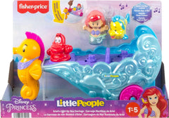 Fisher-Price Disney Princess Toddler Toy Light-Up Sea Carriage Musical Vehicle with Ariel & Flounder Figures for Ages 18+ Months