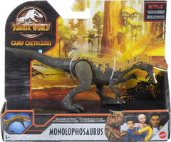 Jurassic World Camp Cretaceous Monolophosaurus Savage Strike Dinosaur Figure, Smaller Size, Attack Move Iconic to Species, Movable Arms & Legs, Ages 4 Years Old & Up