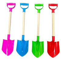 22 Inch Kids Beach Sand Shovels Set, 4 Pack Colorful Plastic Garden Tools with Wooden Handle (Colors may vary)