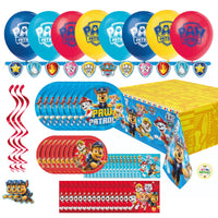 Unique Paw Patrol Birthday Party Supplies for 16 Guests – 79 Piece Kit | Plates, Napkins, Table Cover, Banner, Swirls, Balloons & Sticker | Officially Licensed