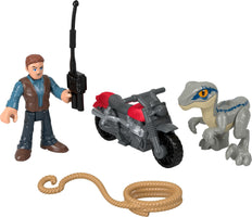Fisher-Price Imaginext Jurassic World Dinosaur Toys Owen Grady & Blue Figure Playset for Preschool Pretend Play Ages 3+ Years