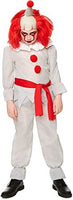 Killer Clown Costume - Halloween Kids Scary Horror Evil Villain Outfit, Small White, Red