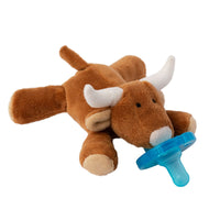 WubbaNub Infant Pacifier - Longhorn Bull, Silicone Medical-Grade Plush Pacifier for Newborns 0-6 Months, BPA Free, Brown
