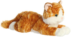 Aurora Flopsie Chester Stuffed Animal - Orange Tabby Cat Plush with Bean Pellets - Soft Floppy Cuddly Toy for Kids and Adults - 12 Inches
