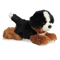 Aurora Mini Flopsie Bernie Mountain Dog Stuffed Animal - Soft Plush Bernese Mountain Dog Toy with Bean Pellet Filling - Black, White, and Tan - 8 Inches