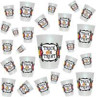 Halloween Party Cups- Trick Or Treat | 16 Oz Frost Flex Plastic Cup Party Supplies for Kids or Halloween Table Decorations | Pack of 25