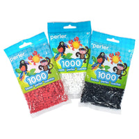 Perler Fuse Bead Set, 3,000 Pieces, Black, White, and Red Beads, Small, 3 Pack Bundle for Kids and Adults Crafts