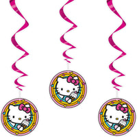 Unique Hello Kitty Hanging Swirl Decorations, 3 Count, 26 Inch Birthday Party Supplies, Foil and Paper