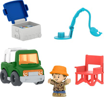 Fisher-Price Little People Toddler Toy Fishing Trip Adventure Figure & Vehicle 5-Piece Plastic Playset for Pretend Play, Kids Ages 1-5 Years, Green, Blue, Orange