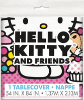 Hello Kitty & Friends Short Fold Rectangular Plastic Tablecover - (54" x 84") 1 Piece - Perfect for Birthdays and Sanrio-Themed Celebrations