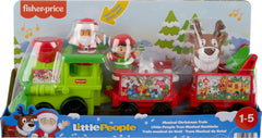 Fisher-Price Little People Toddler Toy Musical Christmas Train with Santa Elf & Reindeer Figures for Pretend Play Kids Ages 1+ Years