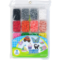 Perler Fuse Beads 4000 Pcs Stripes 'n Pearls Assorted Colors with Storage Tray for Kids Crafts, 16 Colors, Ages 6+